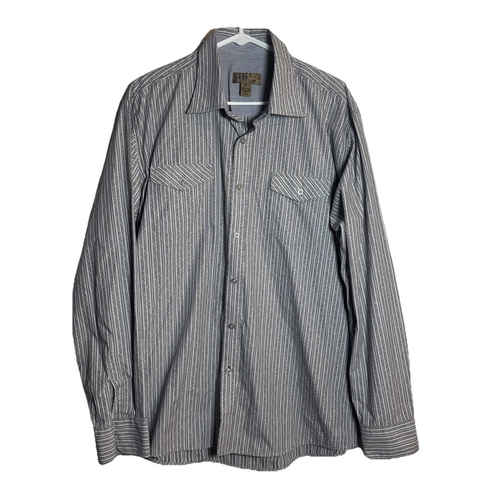Blue‎ by Pronto Uomo Men's XL Striped Button Down Shirt Long Sleeve Gray
